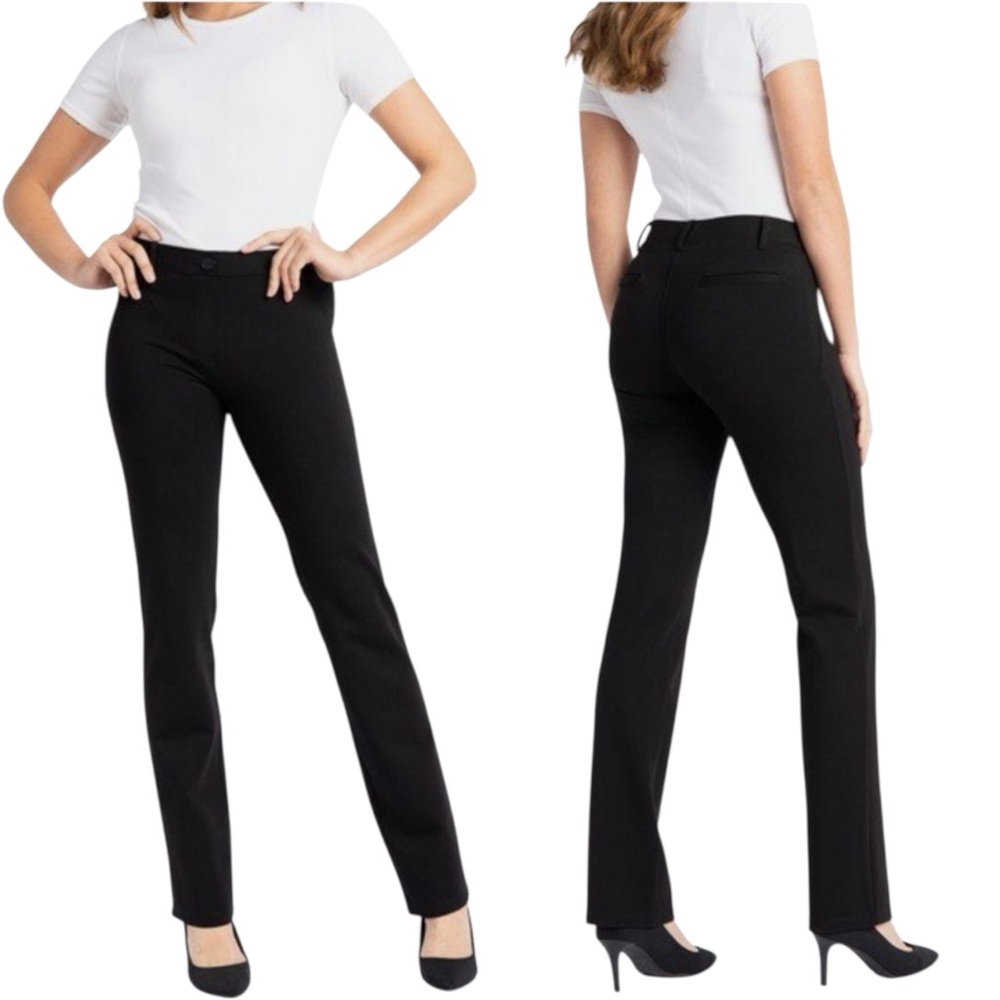 Betabrand W0076-BK Black Straight Leg Classic Dress Yoga Pants Medium Tall